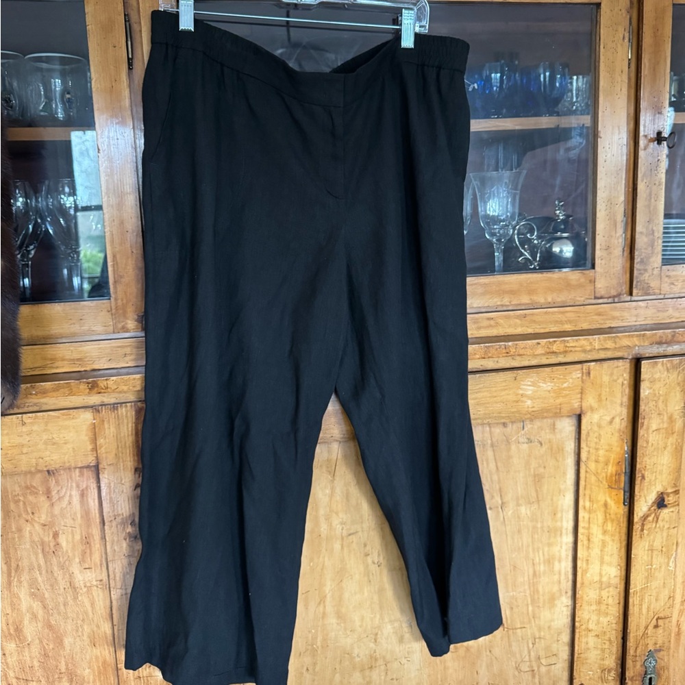 Akris Punto Black Wide Leg Linen Blend Pants Sz 16 NWT $495